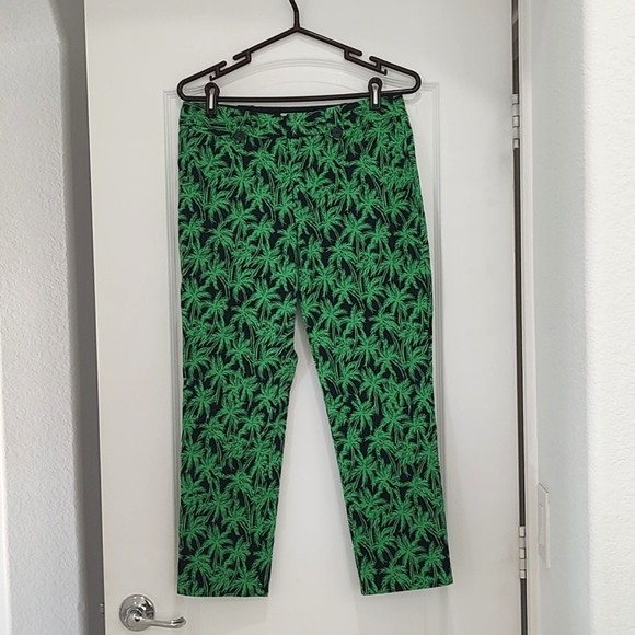 Banana Republic Martin Fit Palm Tree Print Cropped Ankle Pants Size 8 - Picture 1 of 12